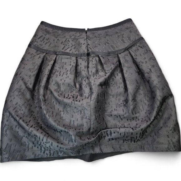 Lida Baday Black Jacquard A-Line Pleated Mini Skirt Women’s Size 10 Silk Blend - Picture 5 of 13